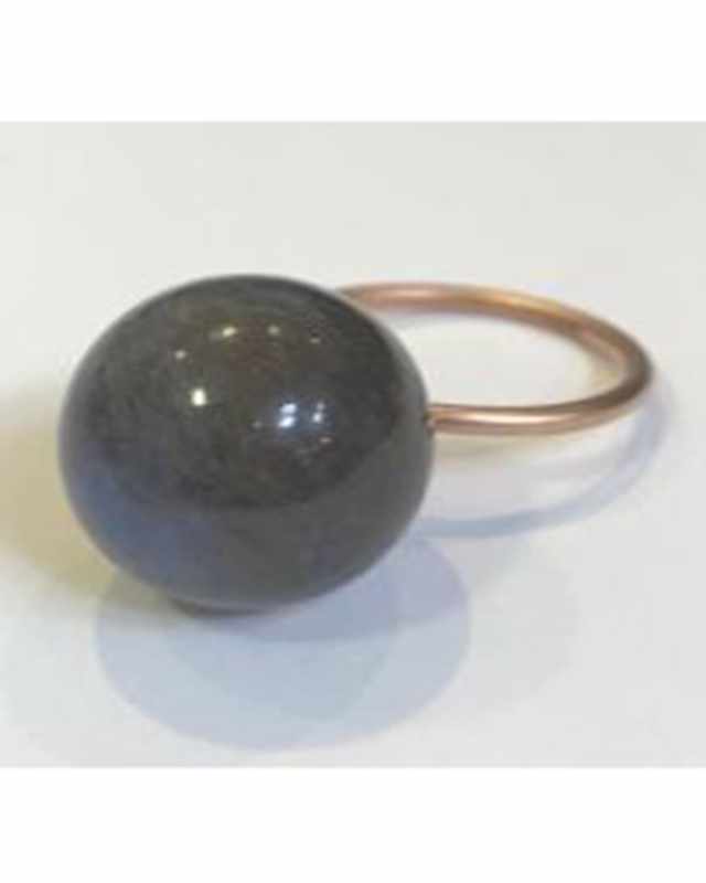 18k Rose Gold Ring W 16mm Labradorite